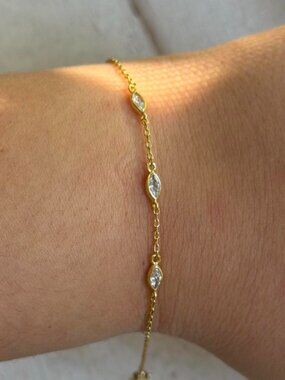 Gold-Tone Marquise Station Bracelet